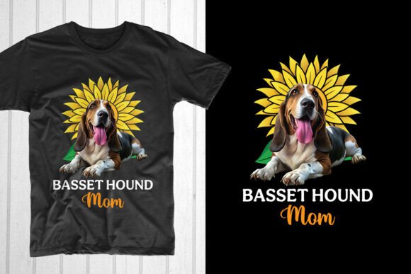 Basset Hound Mom Sunflower Graphics for T-Shirt Designs