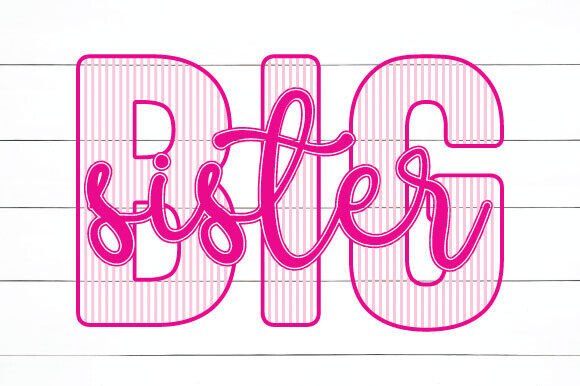 Big Sister PNG Seersucker Pink: Graphics & T-Shirt Designs