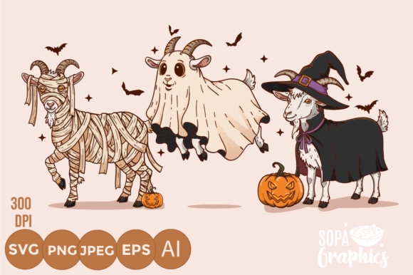 Halloween Graphics Review: Whimsical Goat Clipart for T-Shirt Designs