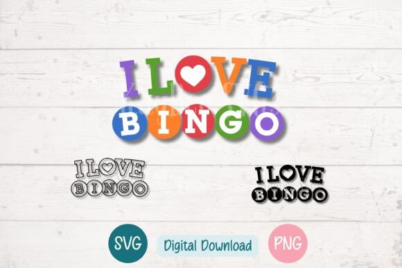 I Love Bingo Typography Graphics for T‑Shirt Designs